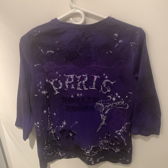 Fabulous Purple Mid Sleeve Paris Moulin Rouge Allison Daley V Neck SZ Small 😍 - Picture 7 of 7